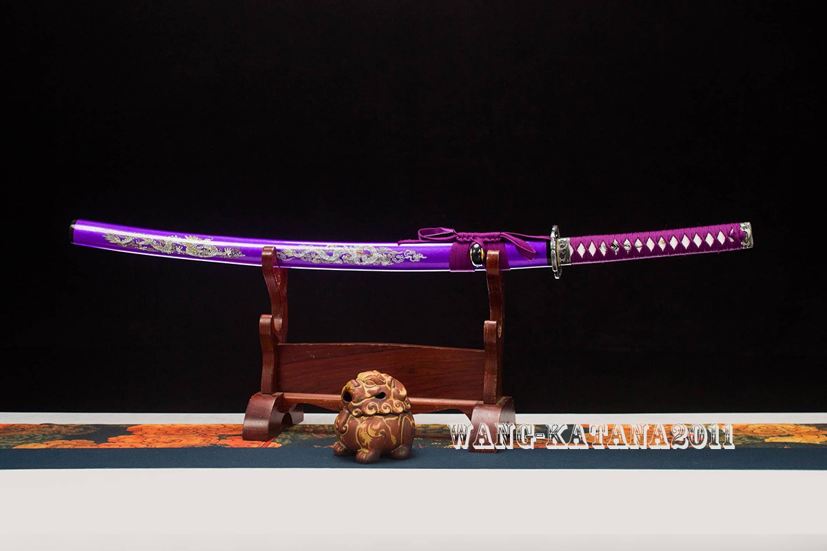 All Purple Battle Ready Sharp Deagon Japanese Samurai Katana Sword 1095Steel