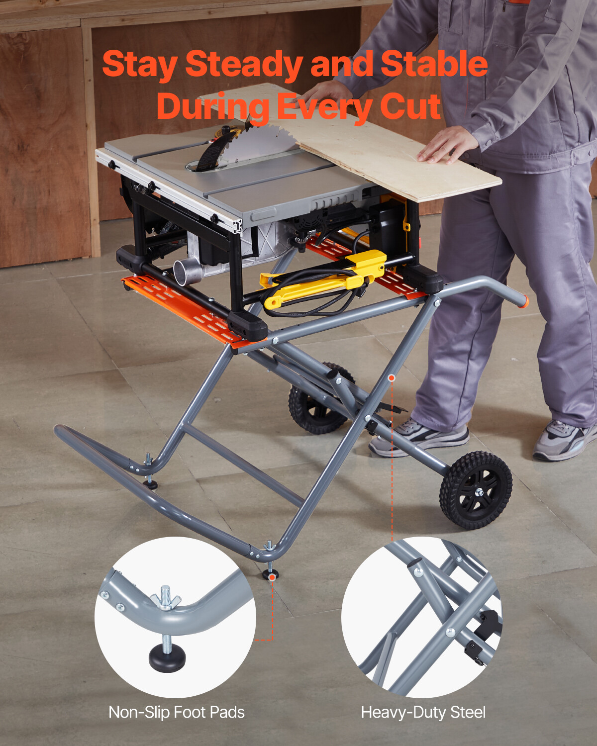 Portable Table Saw Stand with Wheels 350 lbs Load Capacity Rolling Foldable
