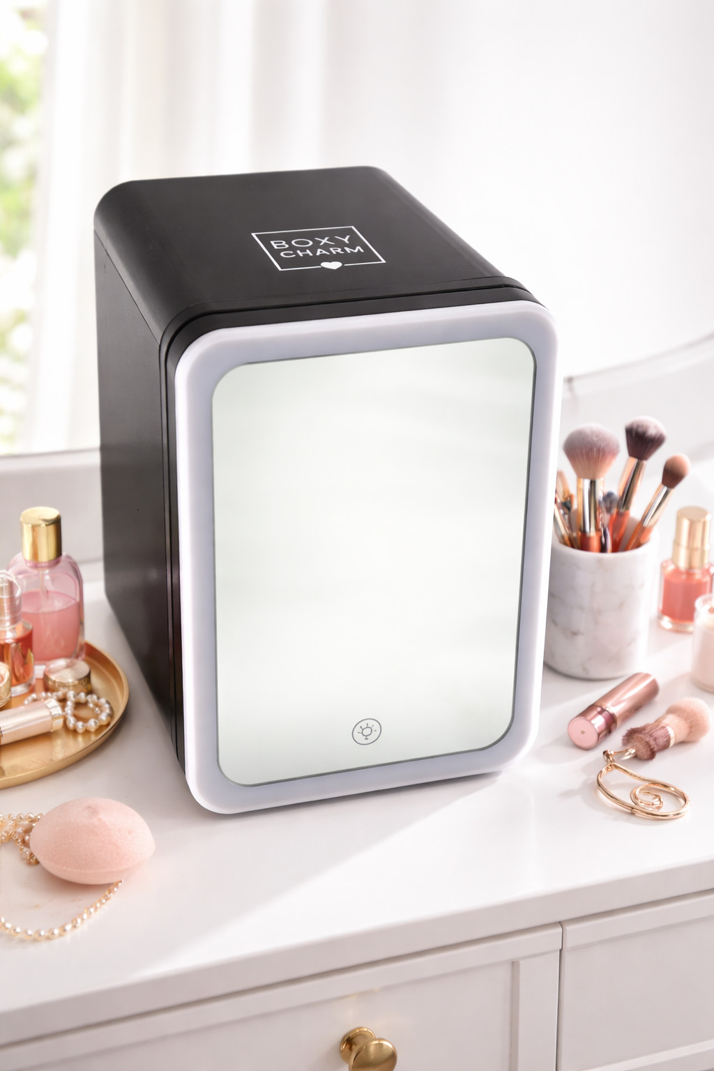 4 Liter Mini Fridge Cooler and Warmer with LED Light For Skincare and Drinks