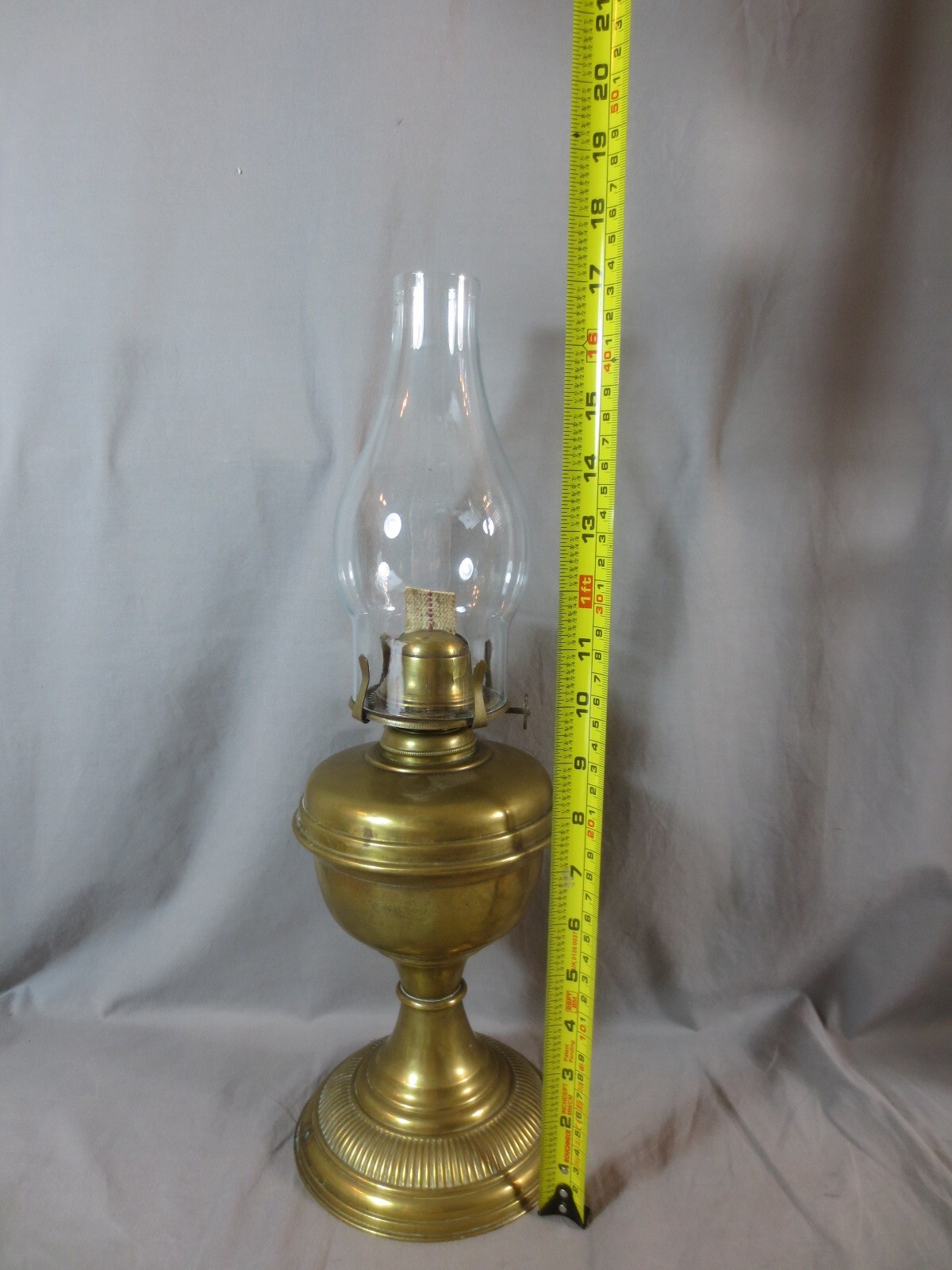 Antique Vintage British Made Oil Lamp & Chimney Shepards Hut Farmhouse