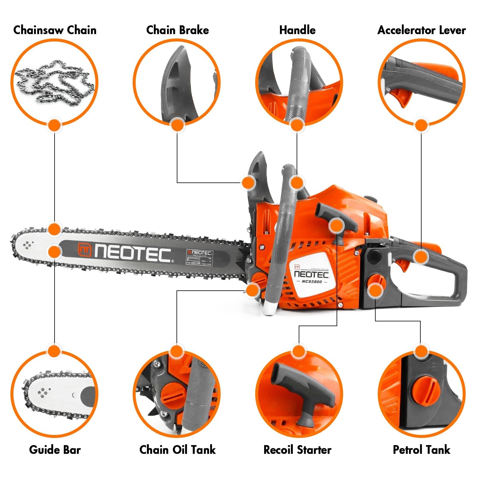 2-Stroke Gasoline Chainsaw 18" + 20" Bar Power Engine Wood Cutting Gas Chain Saw