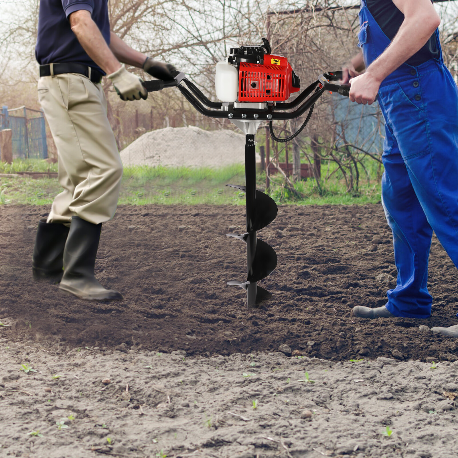 2-Man Petrol Earth Auger Fence Post Digger Ground Drill For Gardening