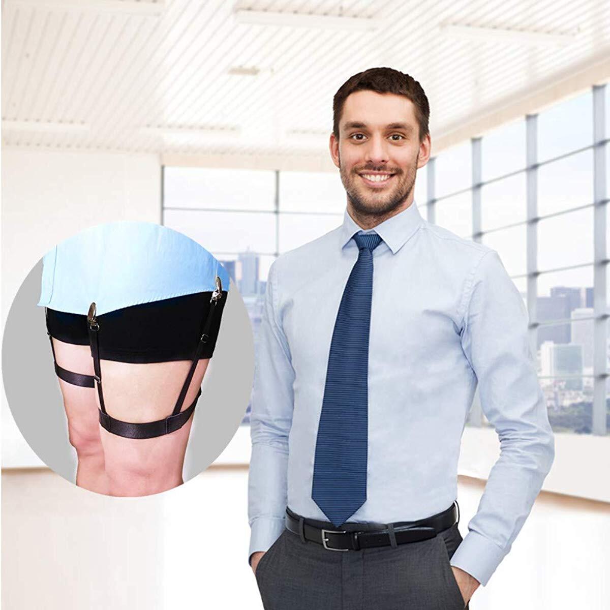 2PCS Men Hidden Shirt Stays Holder Garters Belt Non Slip Elastic Locking Clamps