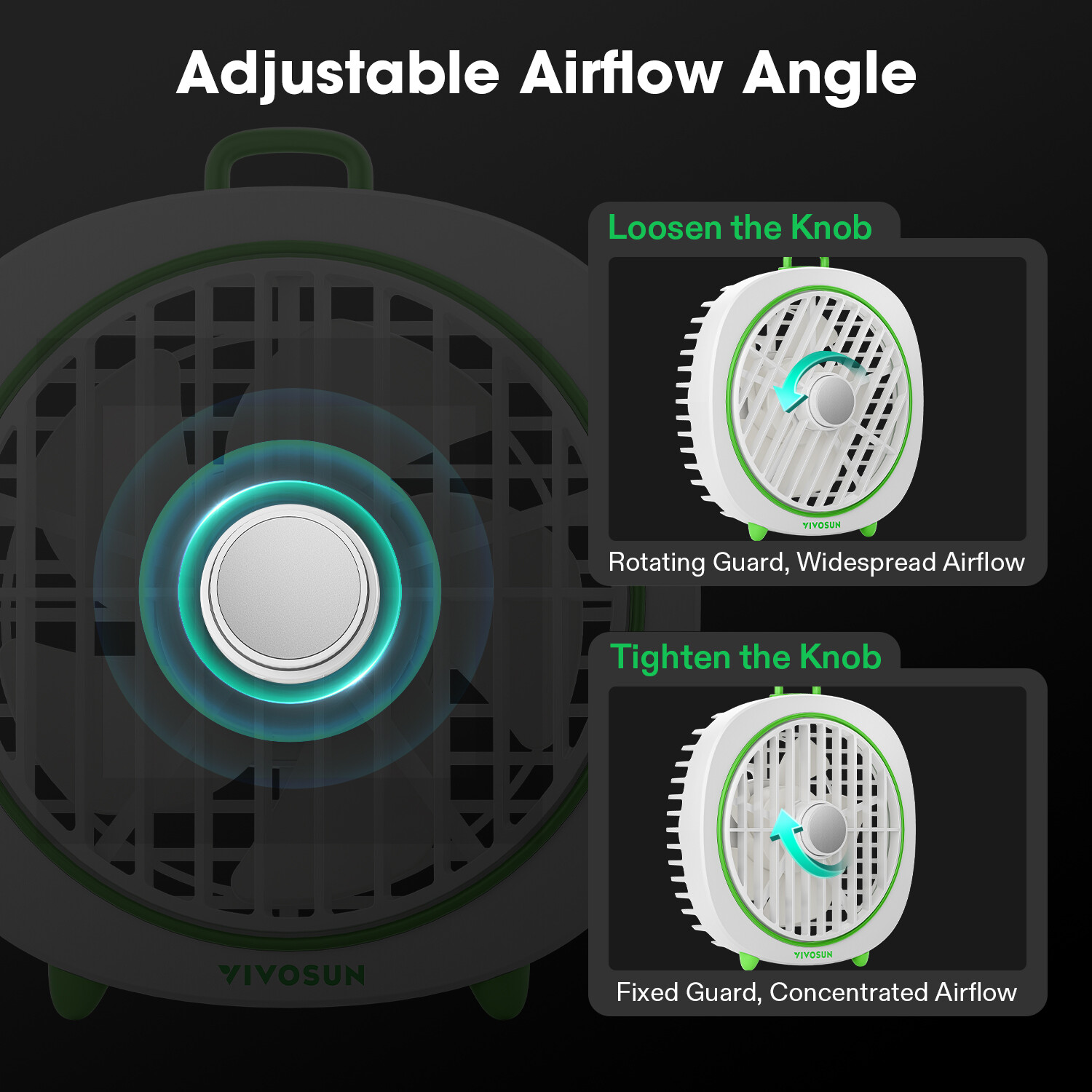 VIVOSUN AeroWave D4 4-Inch Grow Tent Clip Fan, Black/Green/White