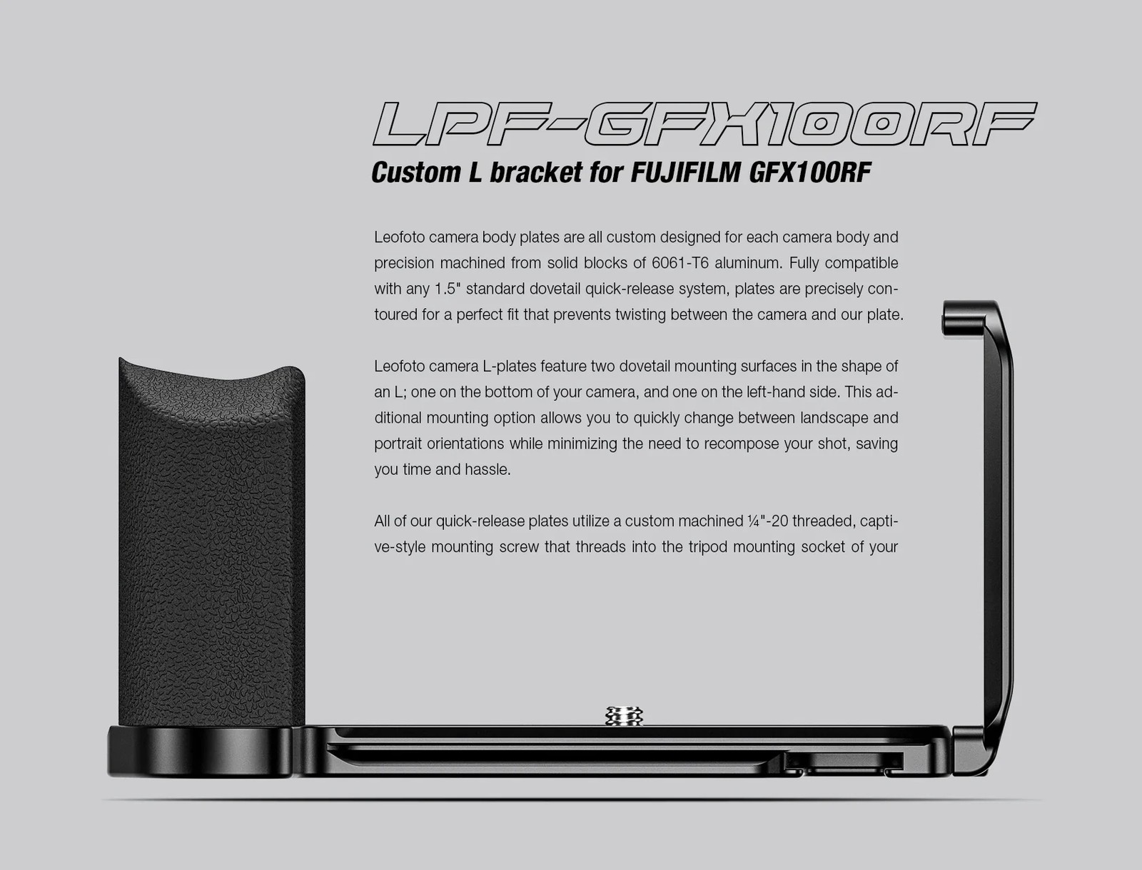 Leofoto LPF-GFX100RF L Plate for Fujifilm GFX100RF | Arca Compatible
