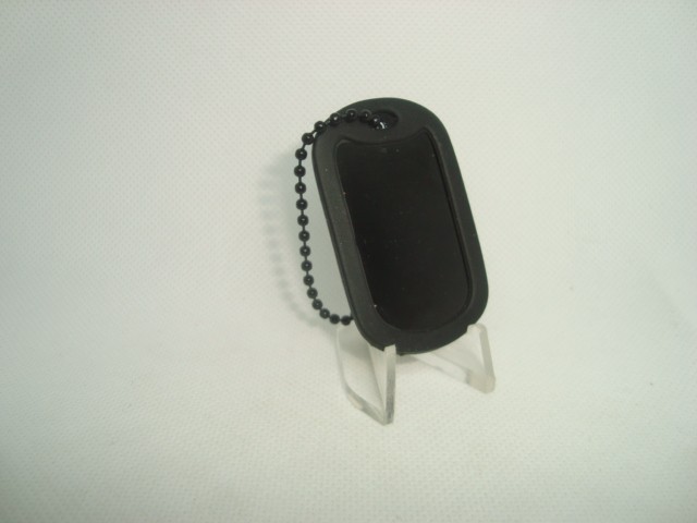 Military Style Dog Tag BLACK Aluminum + 4.5"in. Black Chain w/Black Silencer