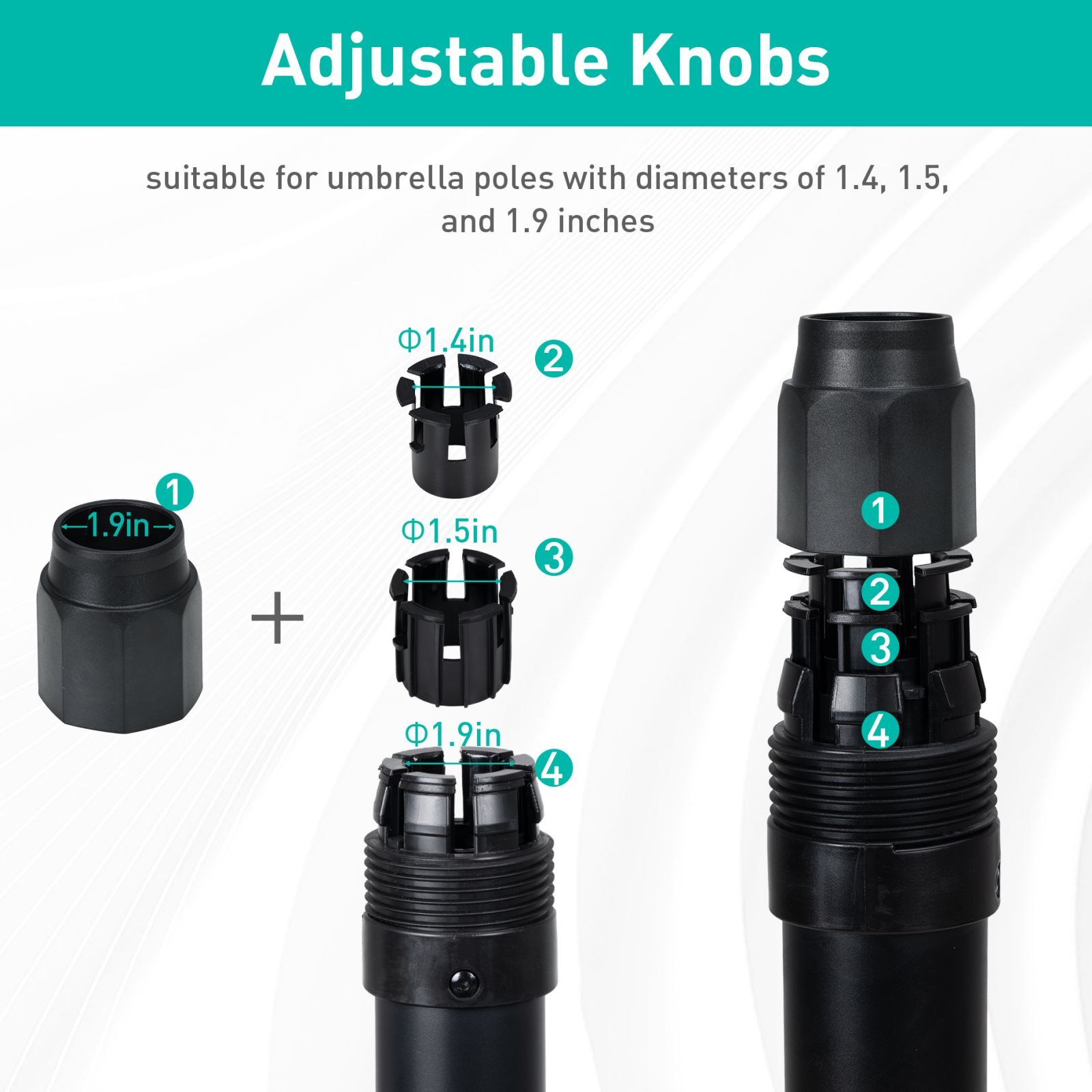 Aoodor Patio Umbrella Base With Wheels,Heavy Duty Fillable Market Umbrella Stand