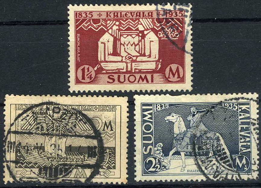 Finland 1935 Centenary Publication Kalevala Used (SC# 207-209)