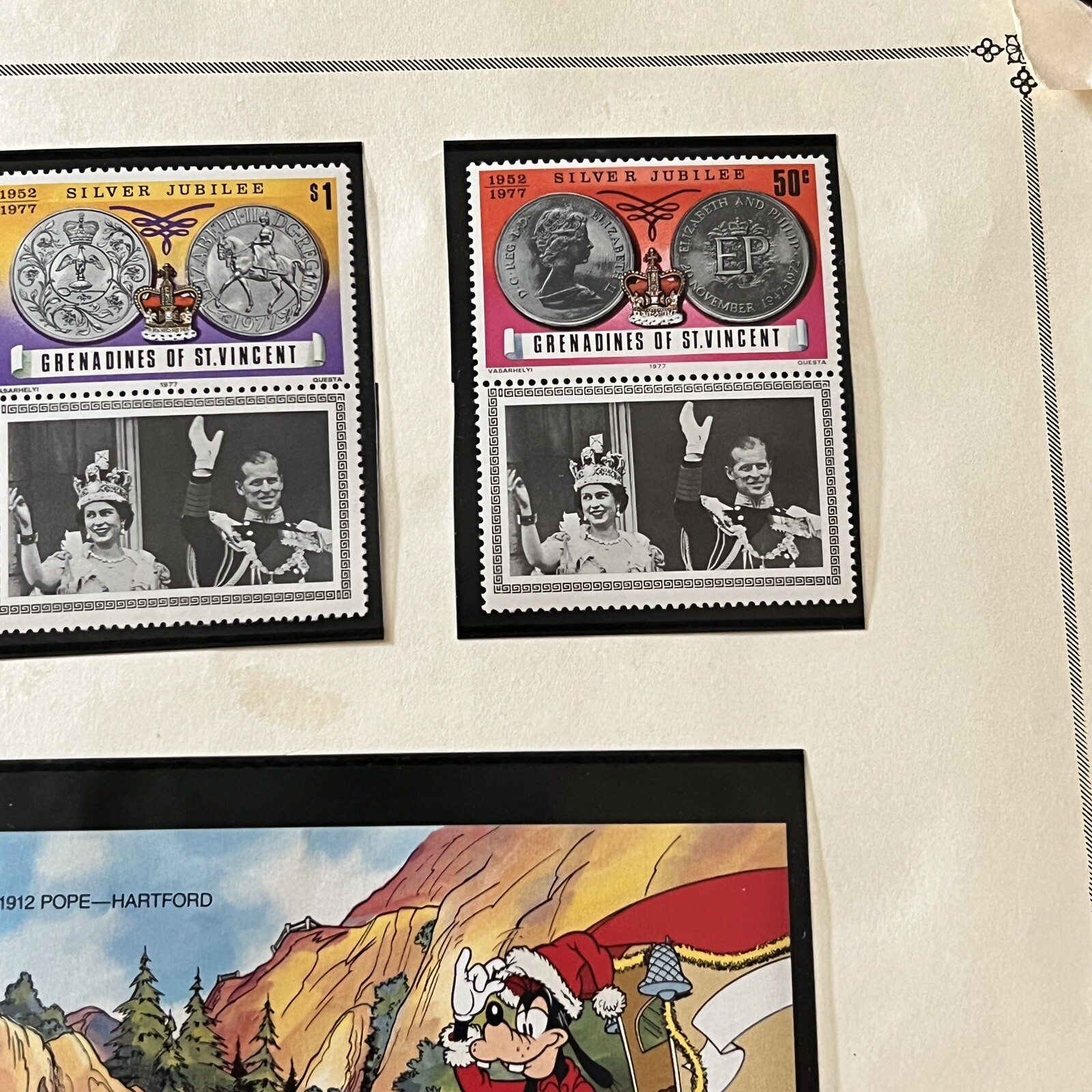 1977 1982 1989 GRENADINES OF ST. VINCENT MINT STAMPS ON ALBUM PAGE, HIGH DENOMS