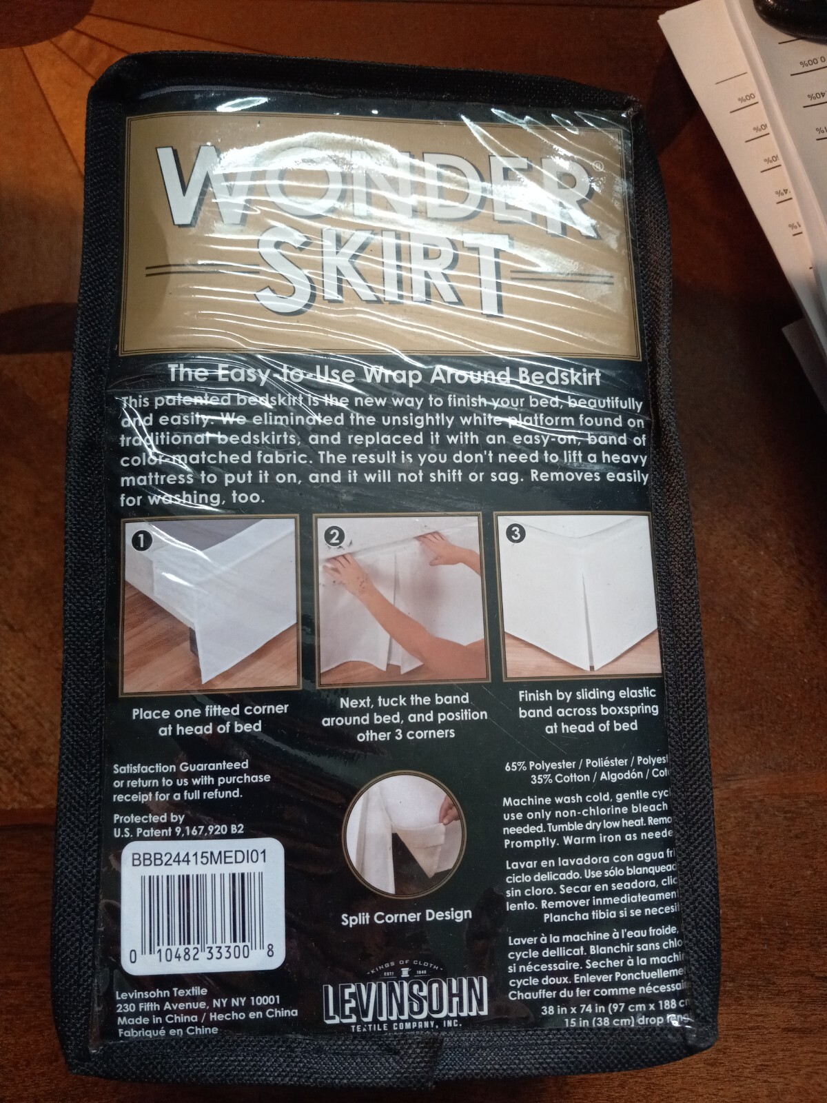 Wrap-Around Wonderskirt Twin Size Wrinkle Resistant Bed Skirt, 15" Drop, Blue