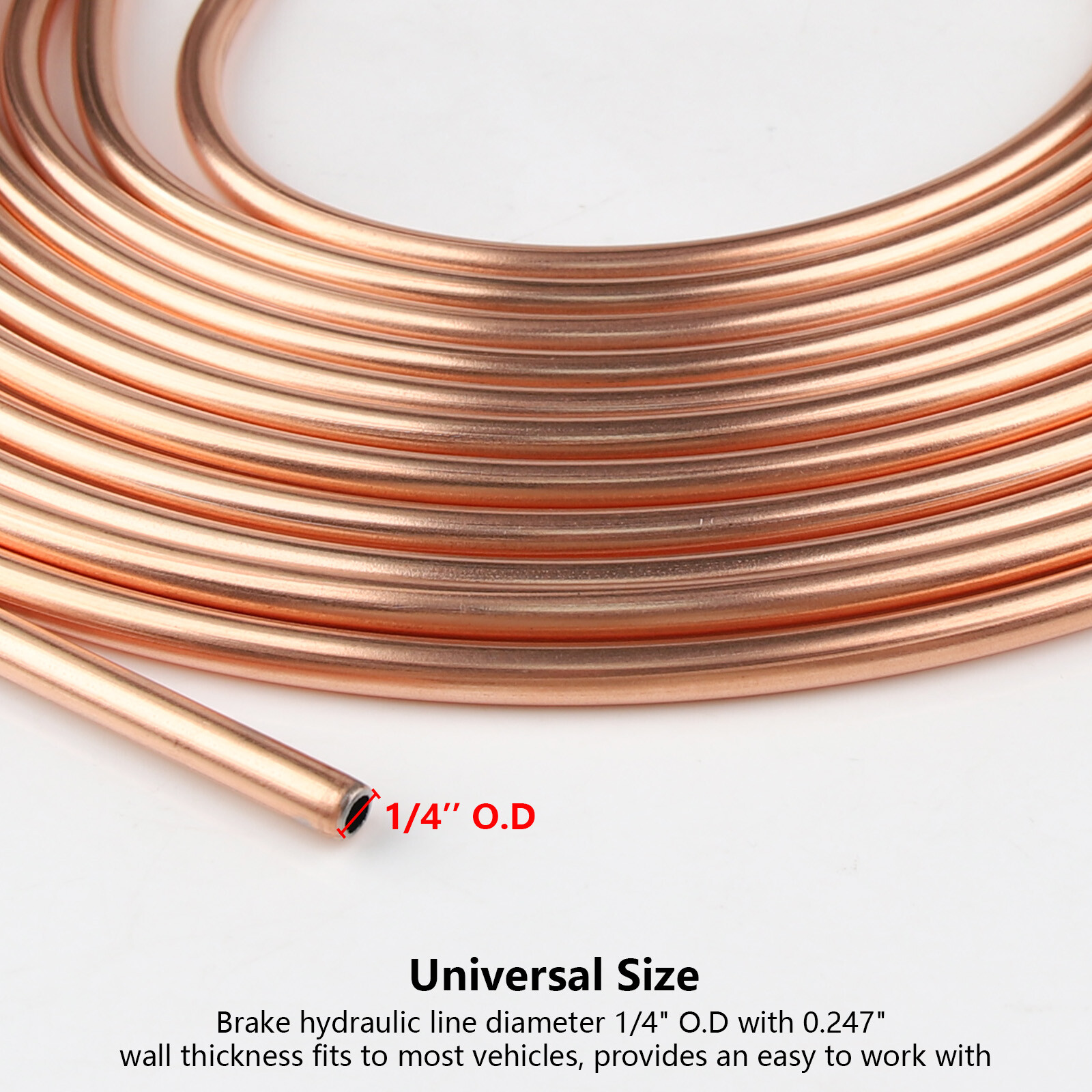 1/4 OD Copper Nickel Brake Line Tubing Kit 25 Ft Coil Roll w/ 16 Fittings US
