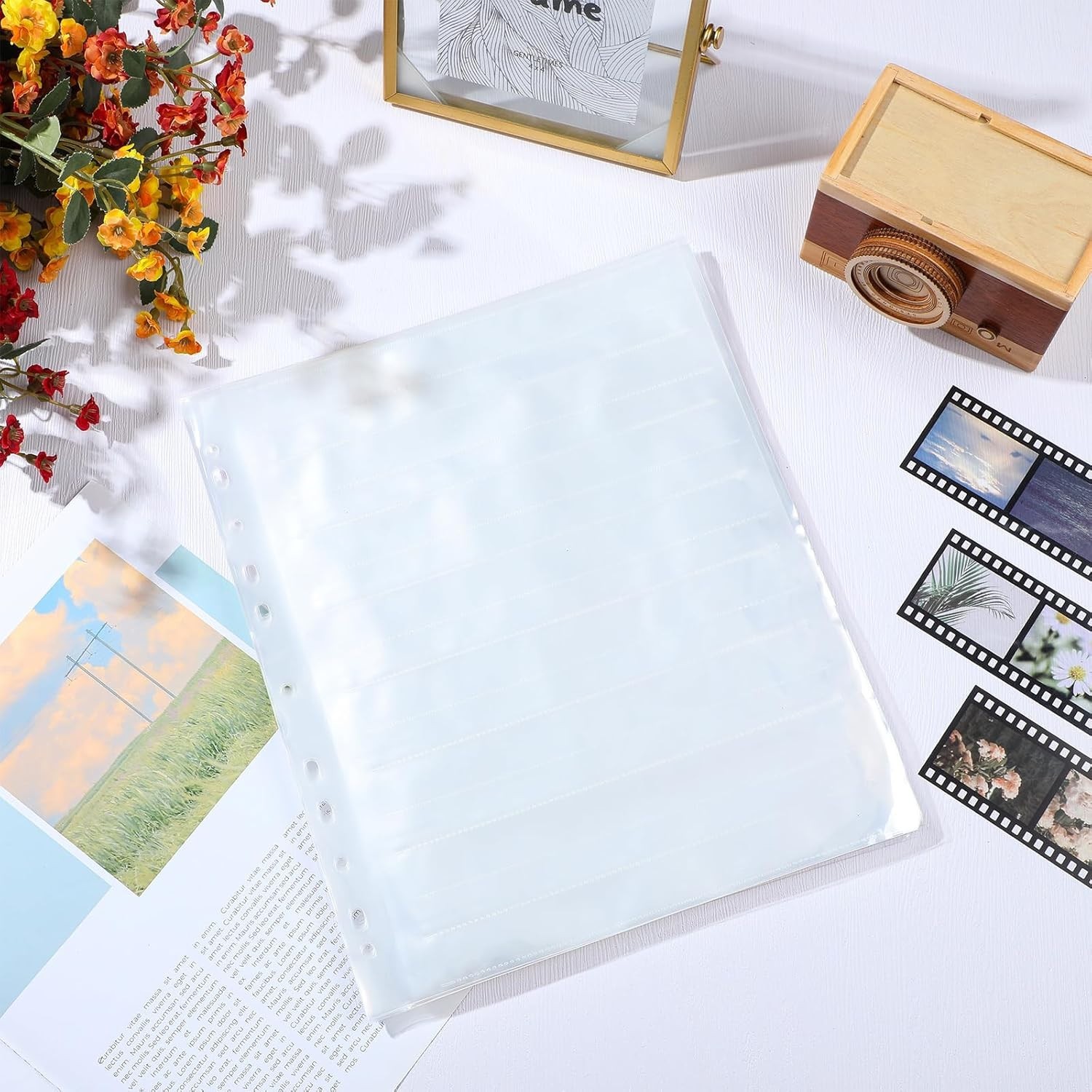 100 Pcs 35mm Film Negative Sleeves Film Binder Storage for 135 35mm Size Negativ