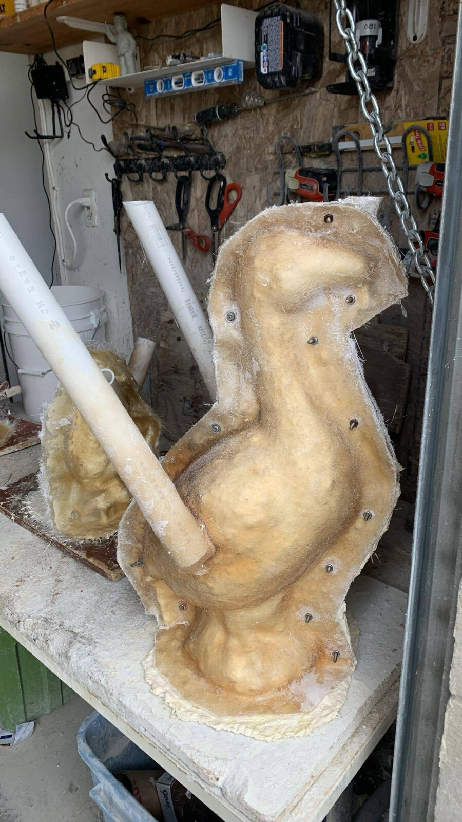 Latex and fiberglass backer mold new porche goose mold 24" tall