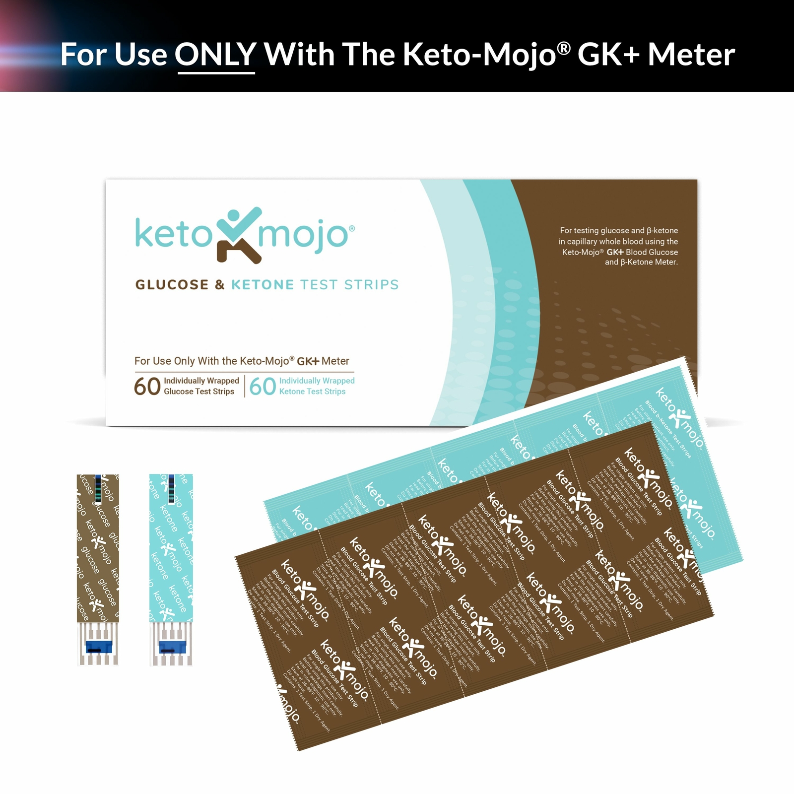 Keto-Mojo GK+ COMBO Test Strips (60 Glucose & Ketone) - Official Company Listing