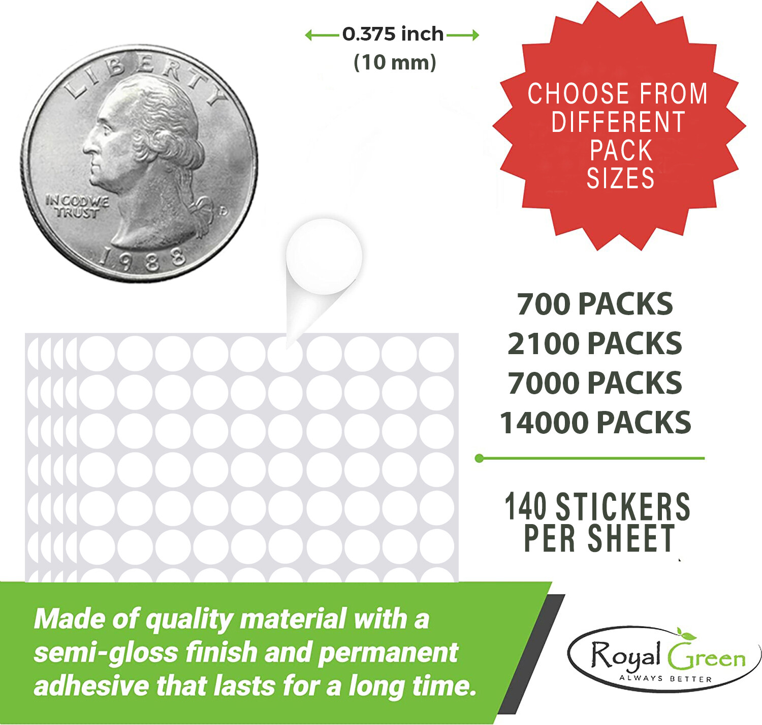 Self Adhesive labels 10mm Small Round Inventory Code Stickers 3/8 Inch Circle