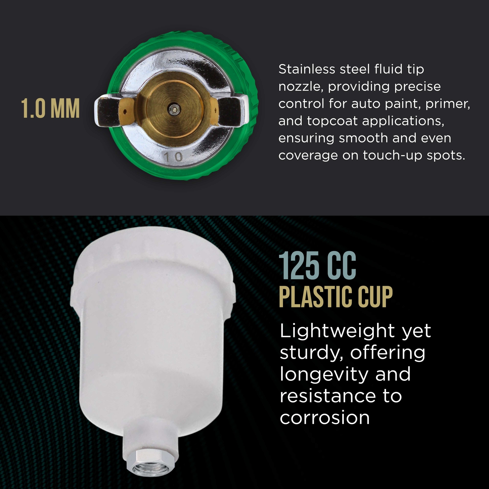 Mini DETAIL TOUCH-UP HVLP SPRAY GUN 1.0 Tip Plastic Cup Auto Paint Spot Repair