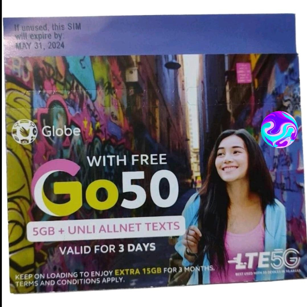 Philippines Globe Prepaid Roaming LTE 5G Sim Card w/ P50 / Tri Cut Nano Micro