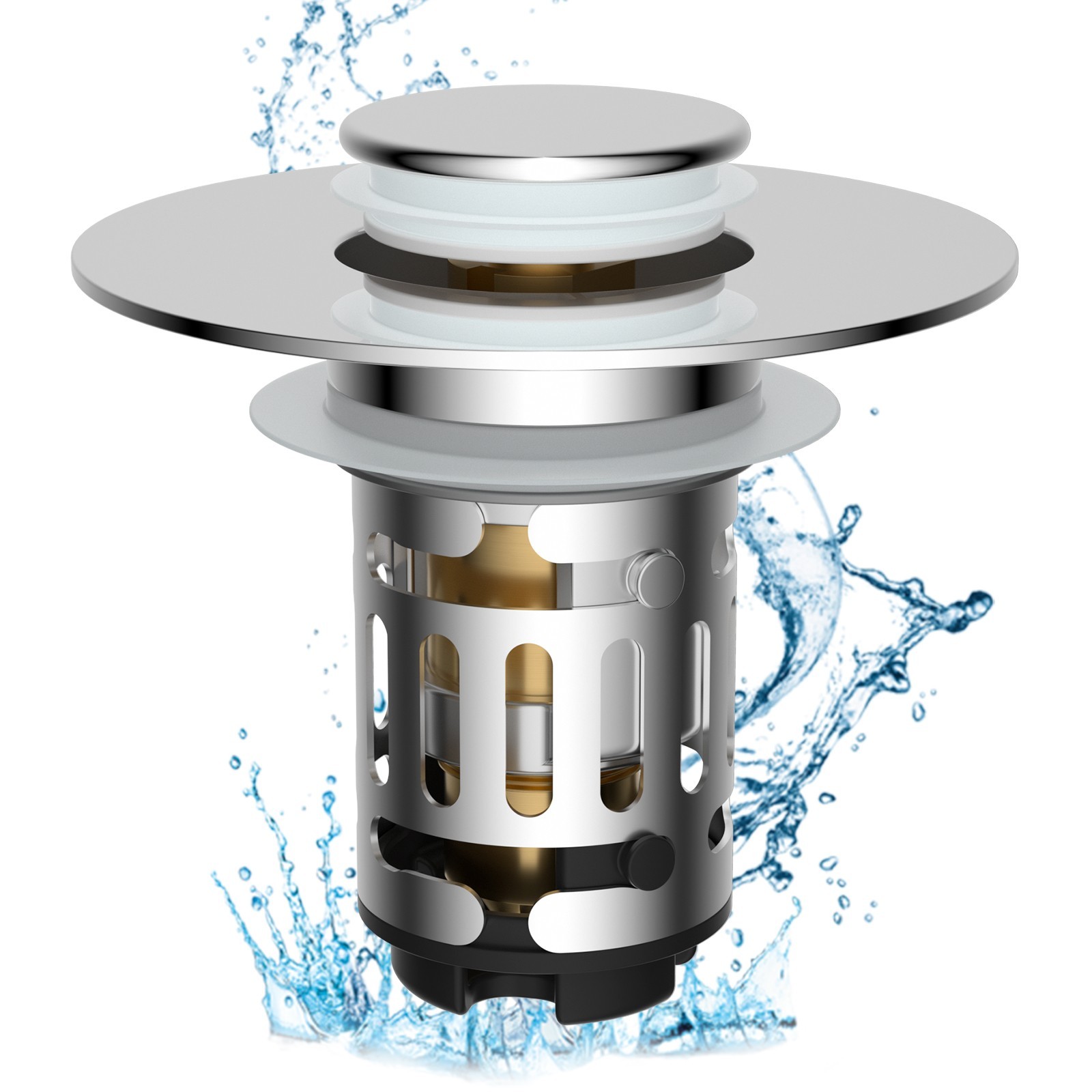 Universal Bathroom Sink Plug Stopper Wash Basin Core Bounce Pop Up Drain Filter