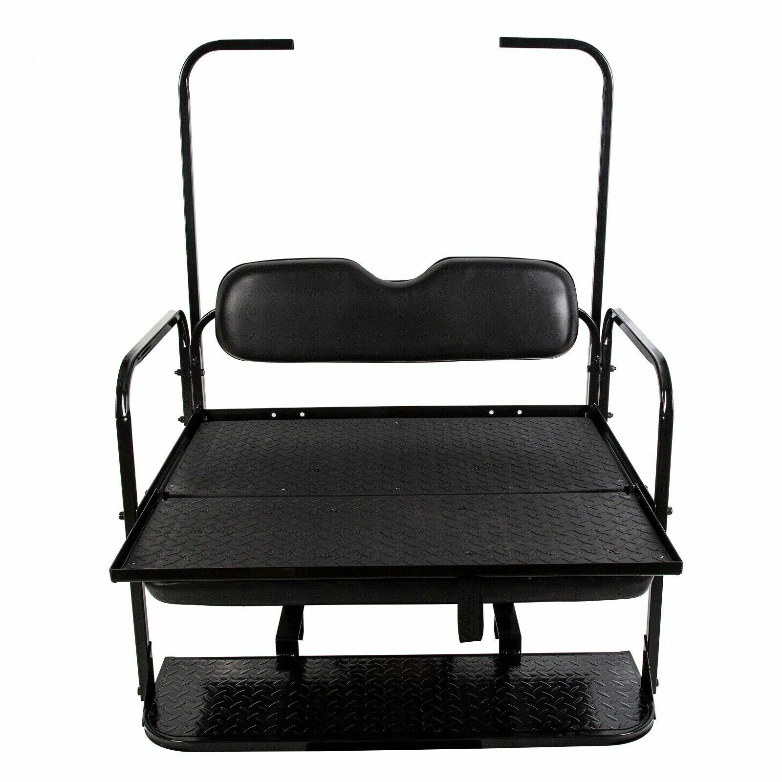 Fit EZGO TXT Golf Cart 1995+ Flip Folding Rear Back Seat with Roof Support Black