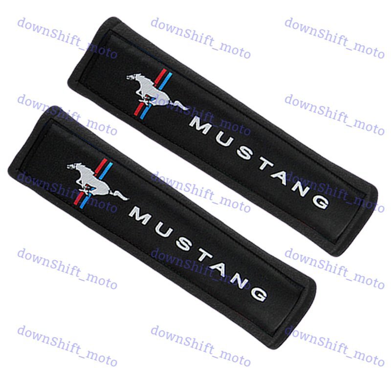2PCS Black Soft Car Seat Belt Shoulder Cushion Cover Pad Fit For Mustang Auto