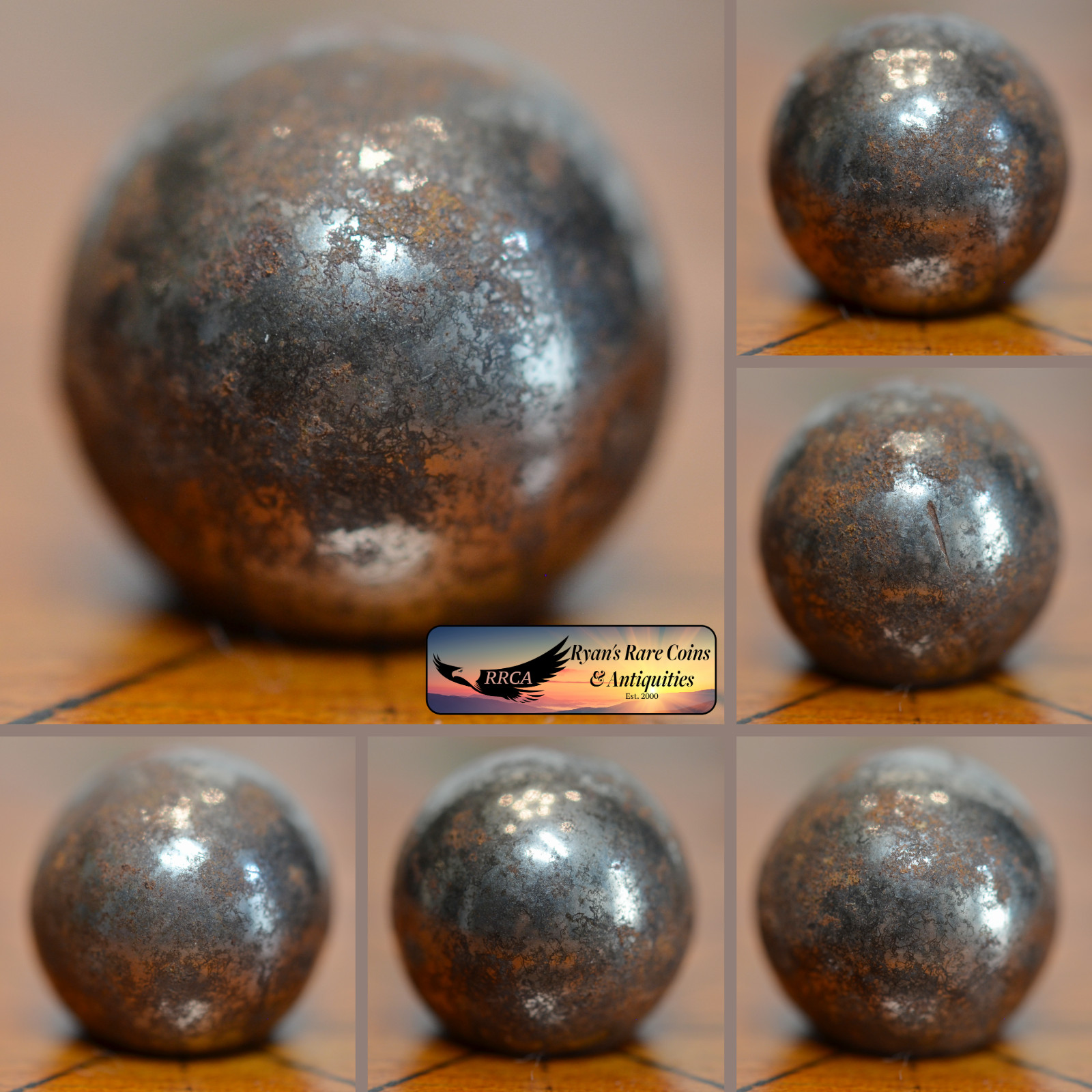 Handmade Hollow Steel or Steelie Marble, 0.65 in, Hard to Find Type, S1571