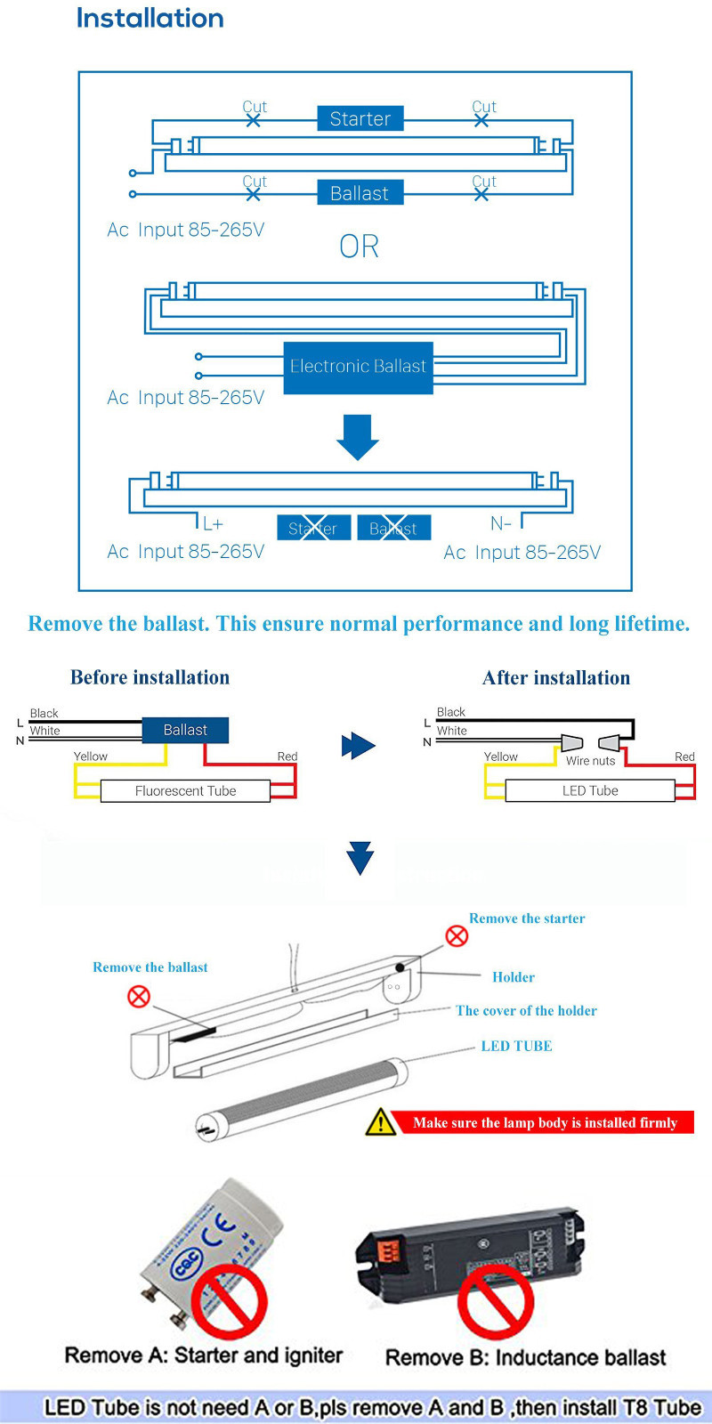 10-100 PACK LED G13 4FT 4 Foot T8 Tube Light Bulbs 18W 6000-6500K Cool White