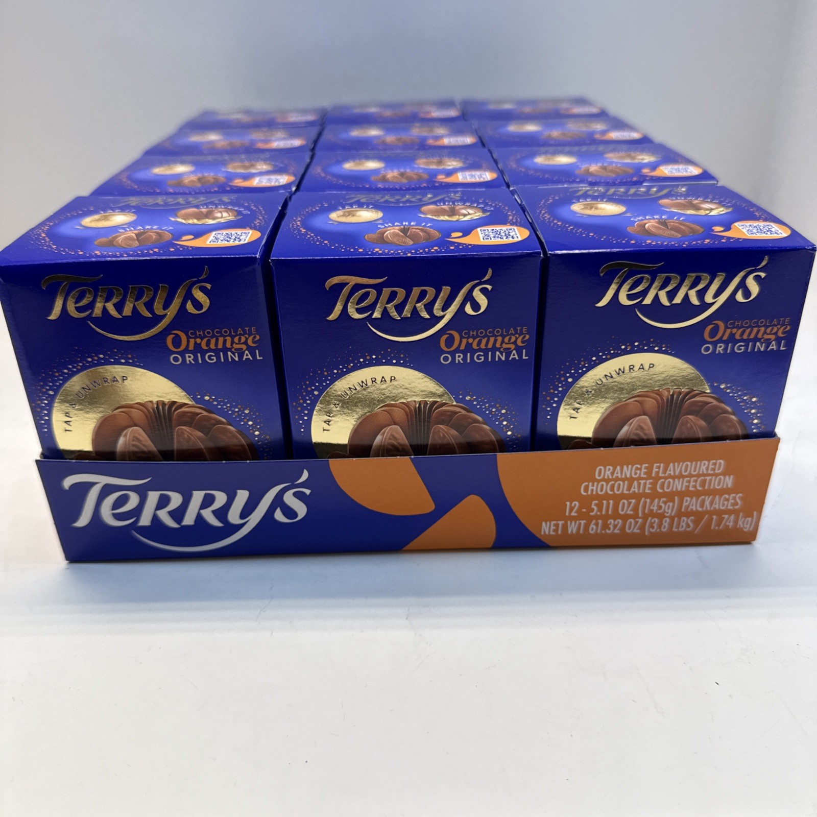 12 Pack Terry's Milk Chocolate Oranges 5.53 oz each 61.32 oz total. BB 4-2027