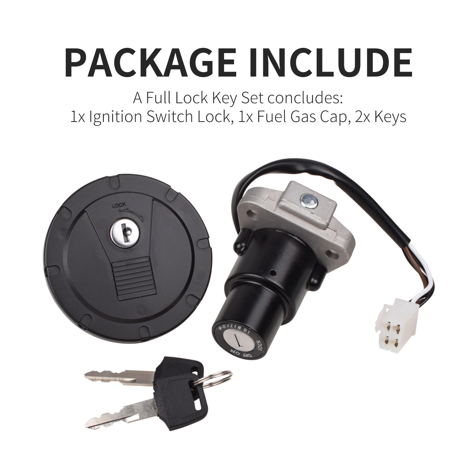 Fit for Kawasaki KLR650 2008-2018 Ignition Switch Fuel Gas Cap Lock Key 4-Wires