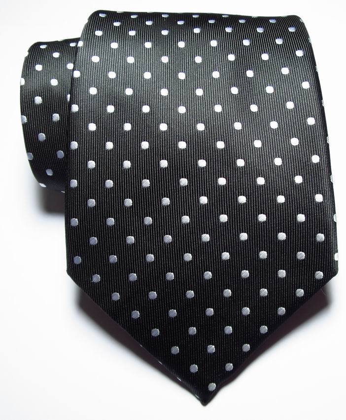 New Classic Polka Dot Black White JACQUARD WOVEN 100% Silk Men's Tie Necktie