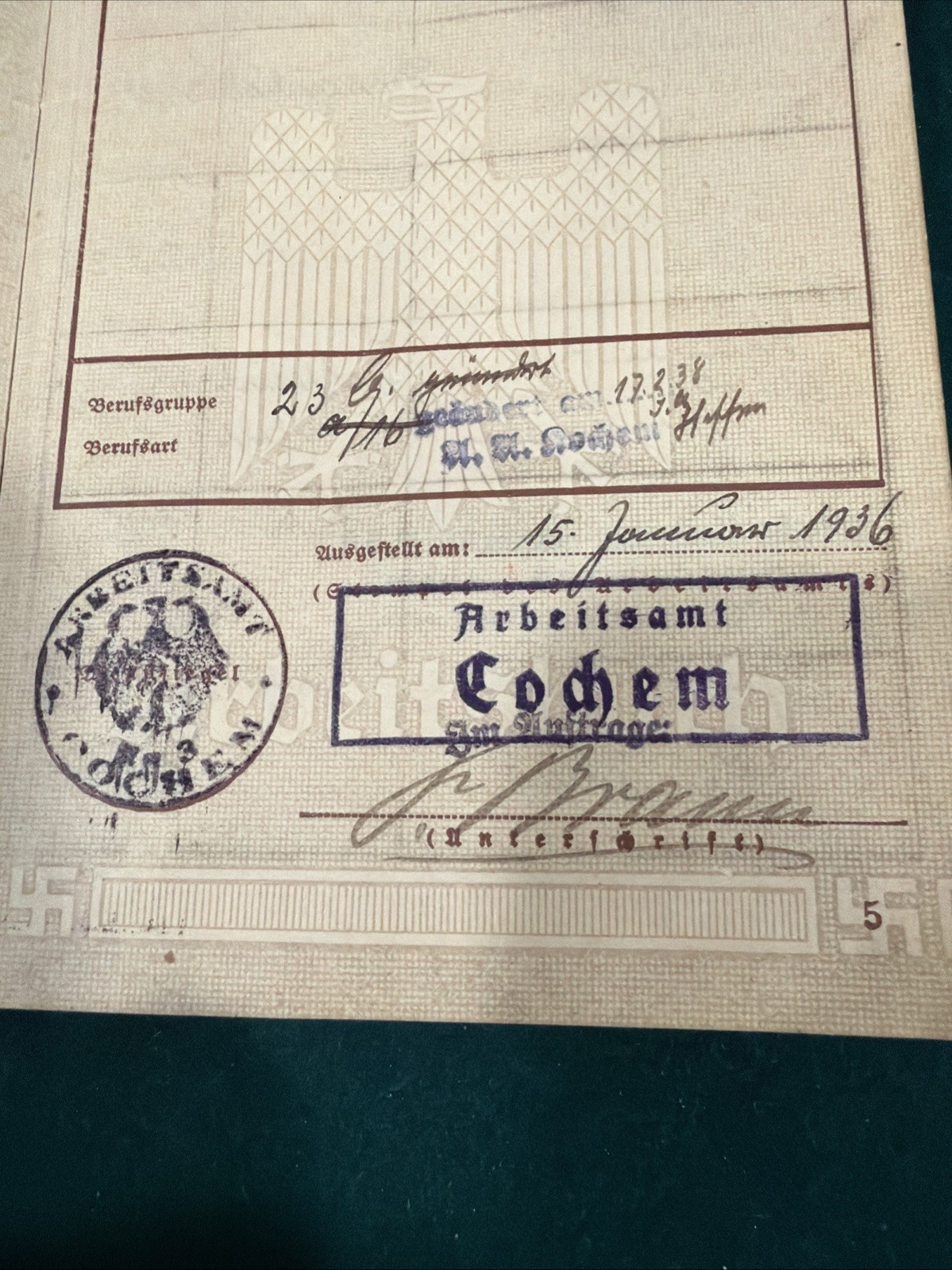 Original VTG before WWII German Arbeitsbuch Work Book