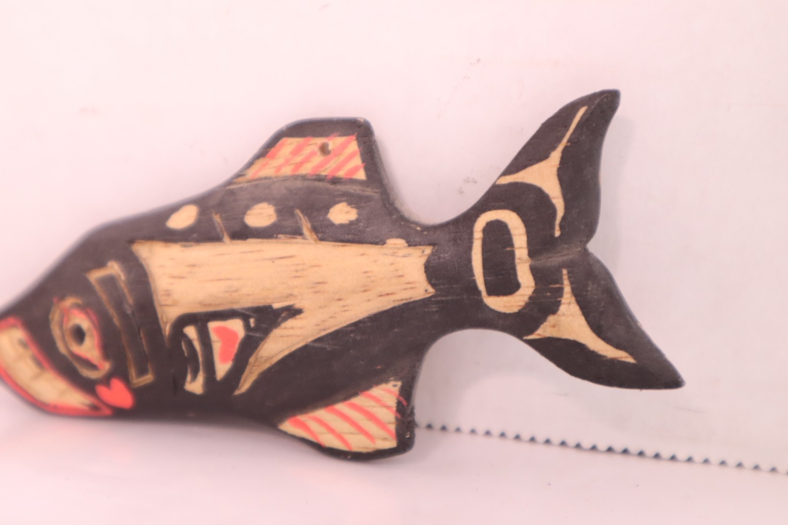 2 Northwest Coast Wood Carving Whale Salmon Fish Plaques Totem Native American