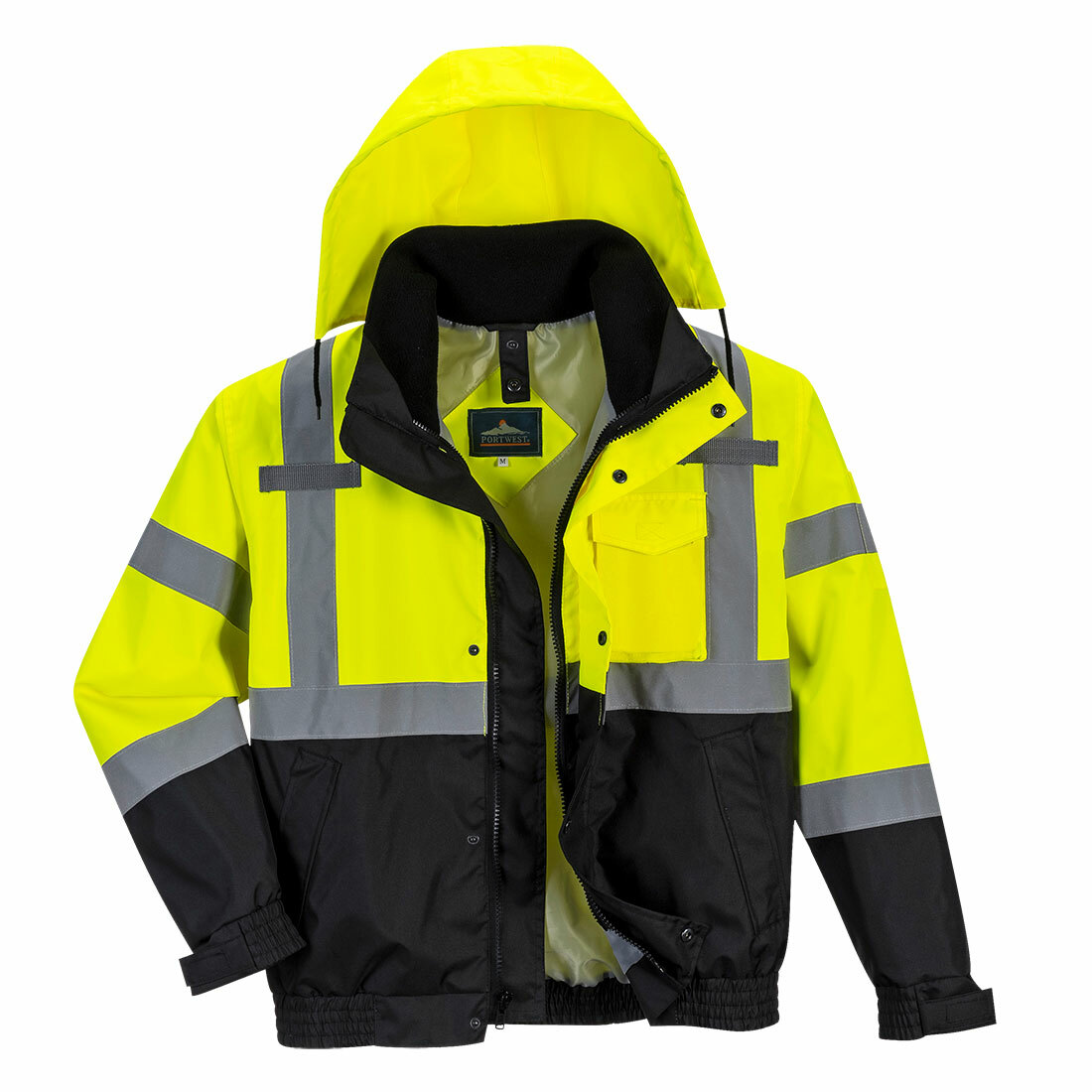 Portwest US365 Hi-Vis Reflective Premium 3-in-1 Safety Work Hooded Bomber Jacket