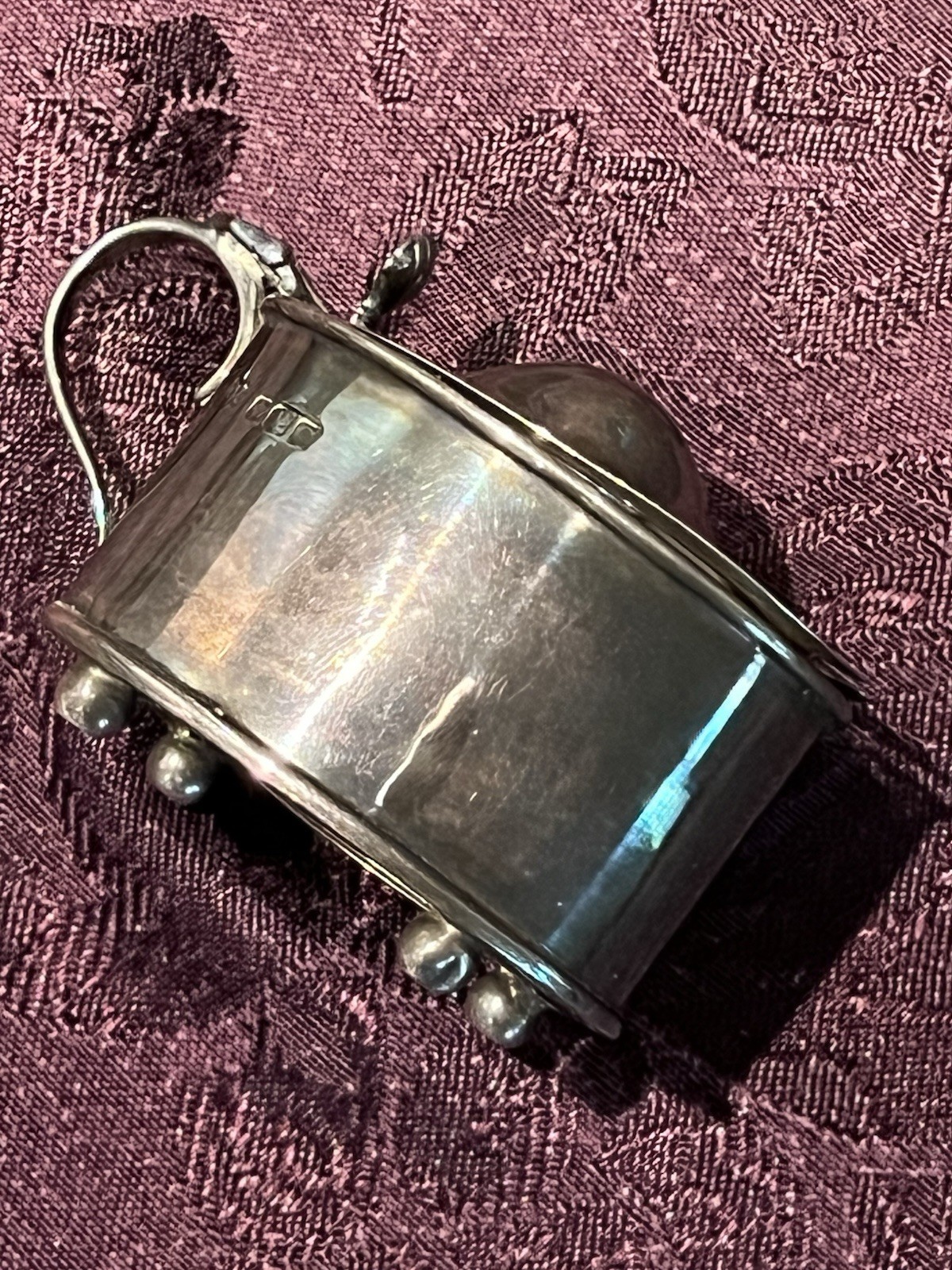 Antique Sheffield England Sterling Silver Mustard Pot With Glass Liner