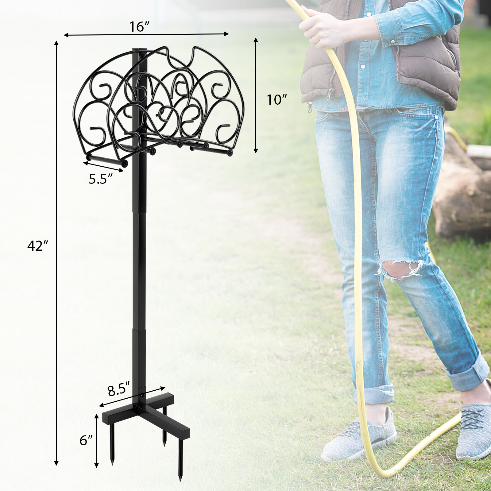 Freestanding Water Hose Stand Detachable Metal Hose Holder Garden Hose Holder
