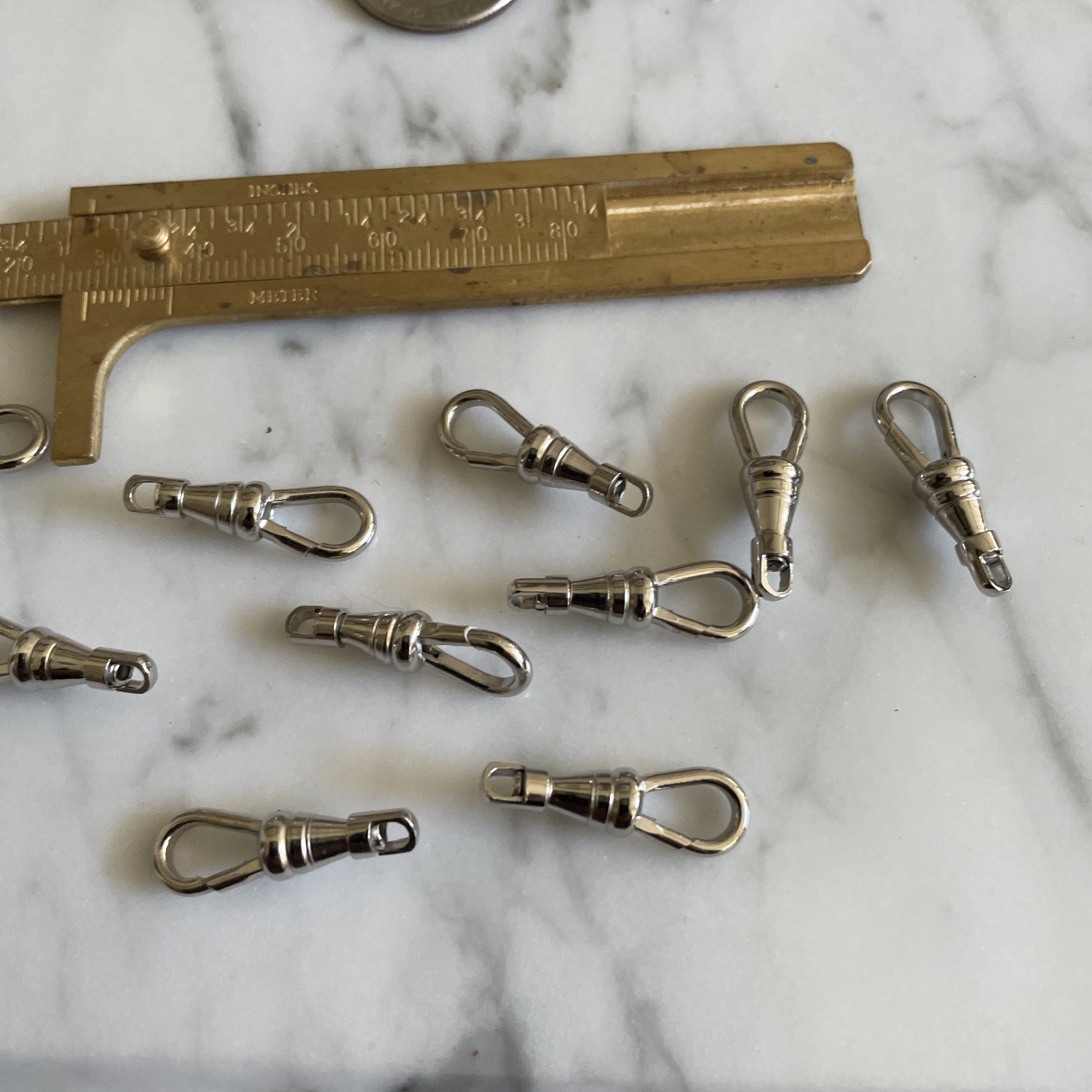 2 Pc Lot Swivel Clip Albert  Watch Chain Repair White SILVER Clasp