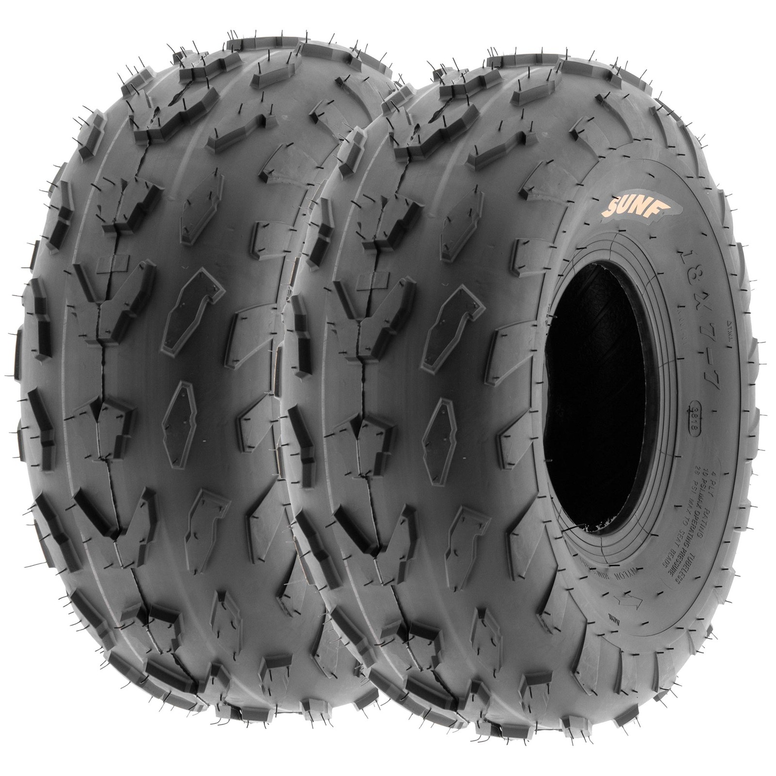 Pair of 2, 18x7-7 18x7x7 Quad ATV All Terrain AT 4 Ply Tires A007 by SunF