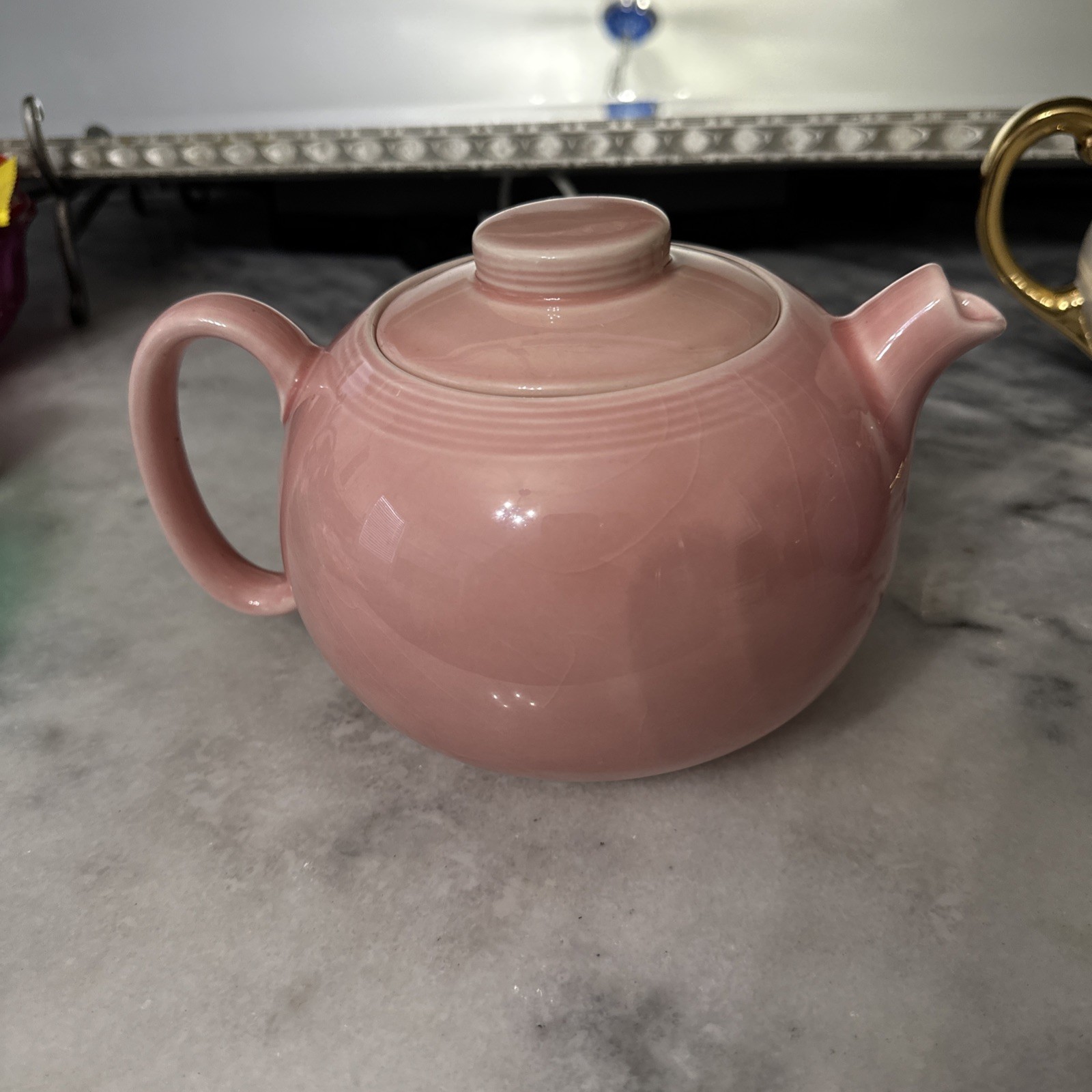 Lot Of 4 Beautiful Teapots In Various Colors. 3 Solid And 1 Floral Patterned