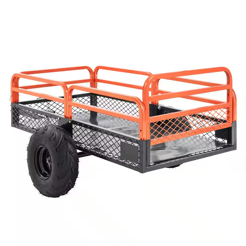 1500 Lbs. 15 Cu. Ft. Steel Havy-Duty ATV Trailer Dump Cart, Garden Cart Garden U