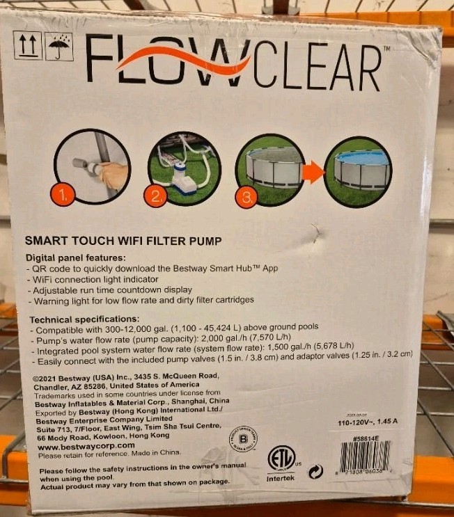 Flowclear 2000 Gph Smart Touch Wifi Above-Ground Pool Pump Filter 12000 Gal Pool