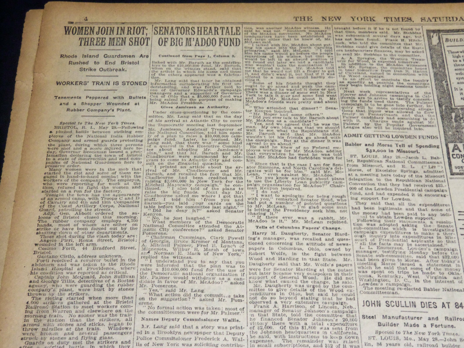 1920 MAY 29 NEW YORK TIMES - GOVERNOR ALLEN AND GOMPERS DEBATE- NT 8679