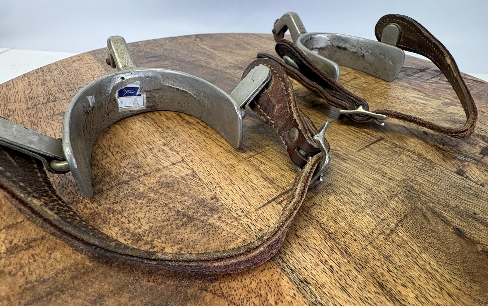 Vintage Western Gooseneck Cowboy Riding Spurs With Leather Straps Unmarked