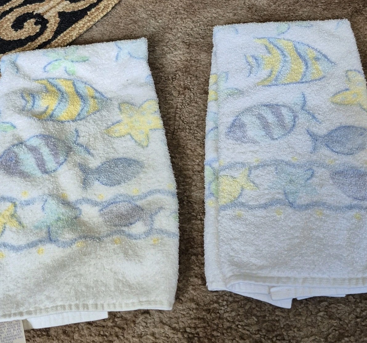 Fish Theme 7pc Bath Bathroom Set Ceramic Soap Dish ToothBrush Hold Cup Trash Can