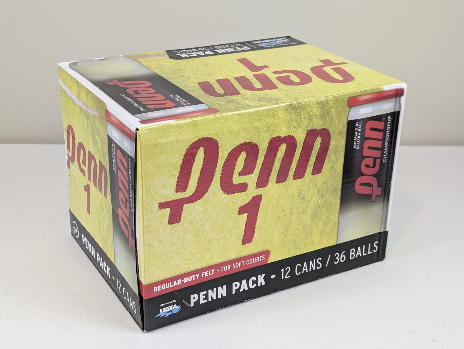 Penn Championship Regular Duty Felt Pressurized Tennis Balls 12 Cans / 36 Balls