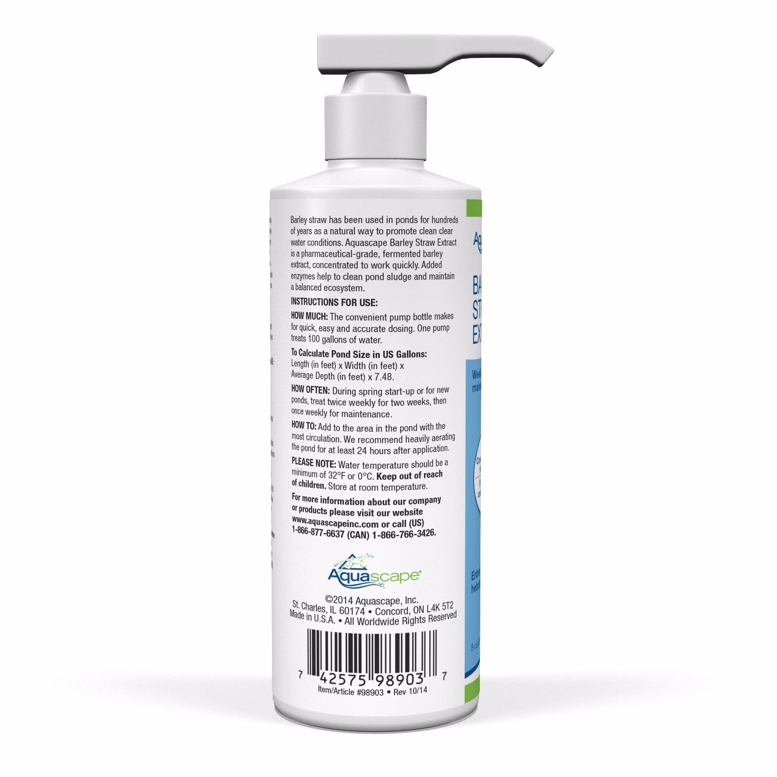 AQUASCAPE #98903 BARLEY STRAW EXTRACT 8 oz. Liquid