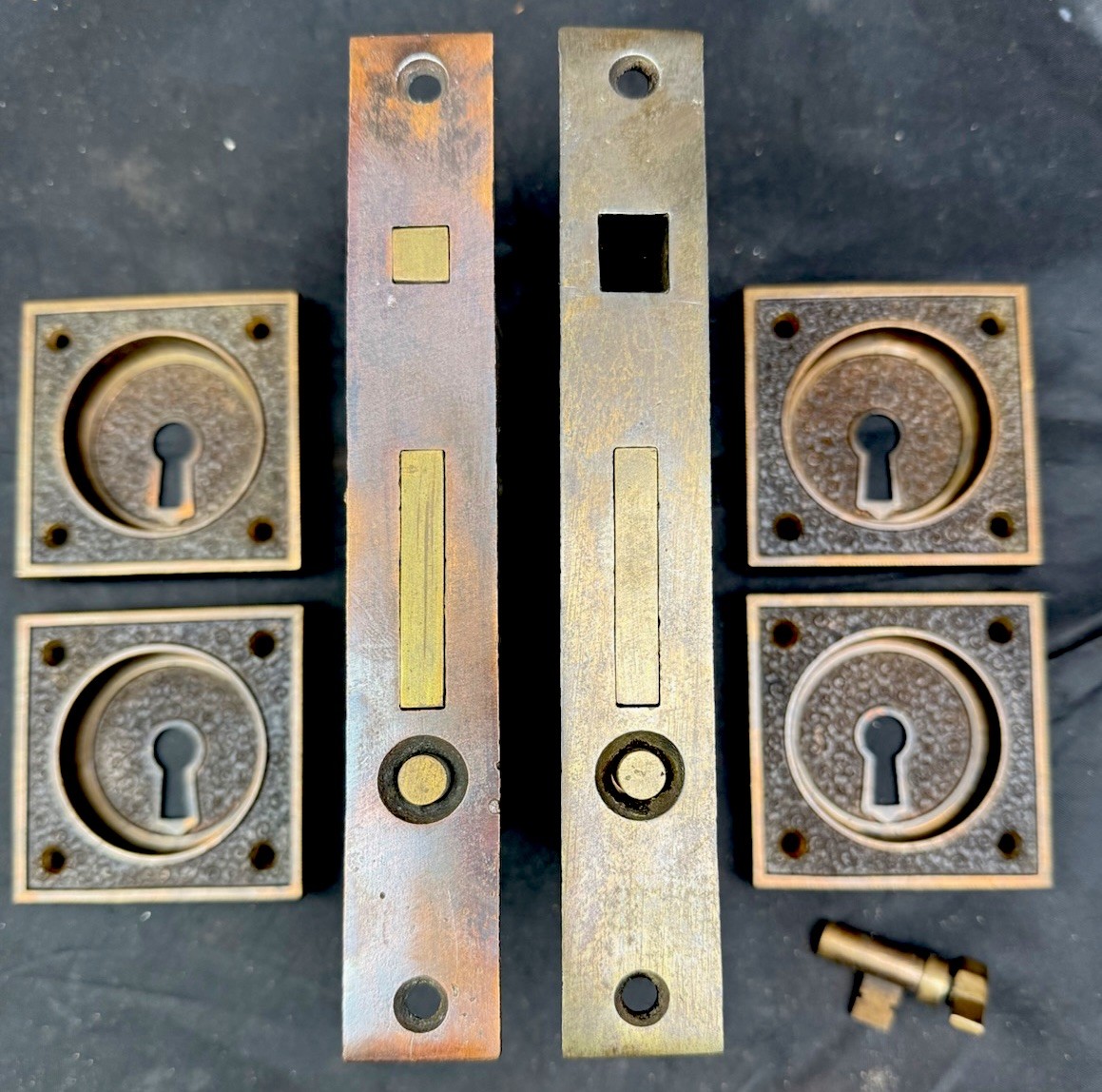 Russell and Erwin Amarat Damascene Victorian Pocket Door Sliding Door Set Square