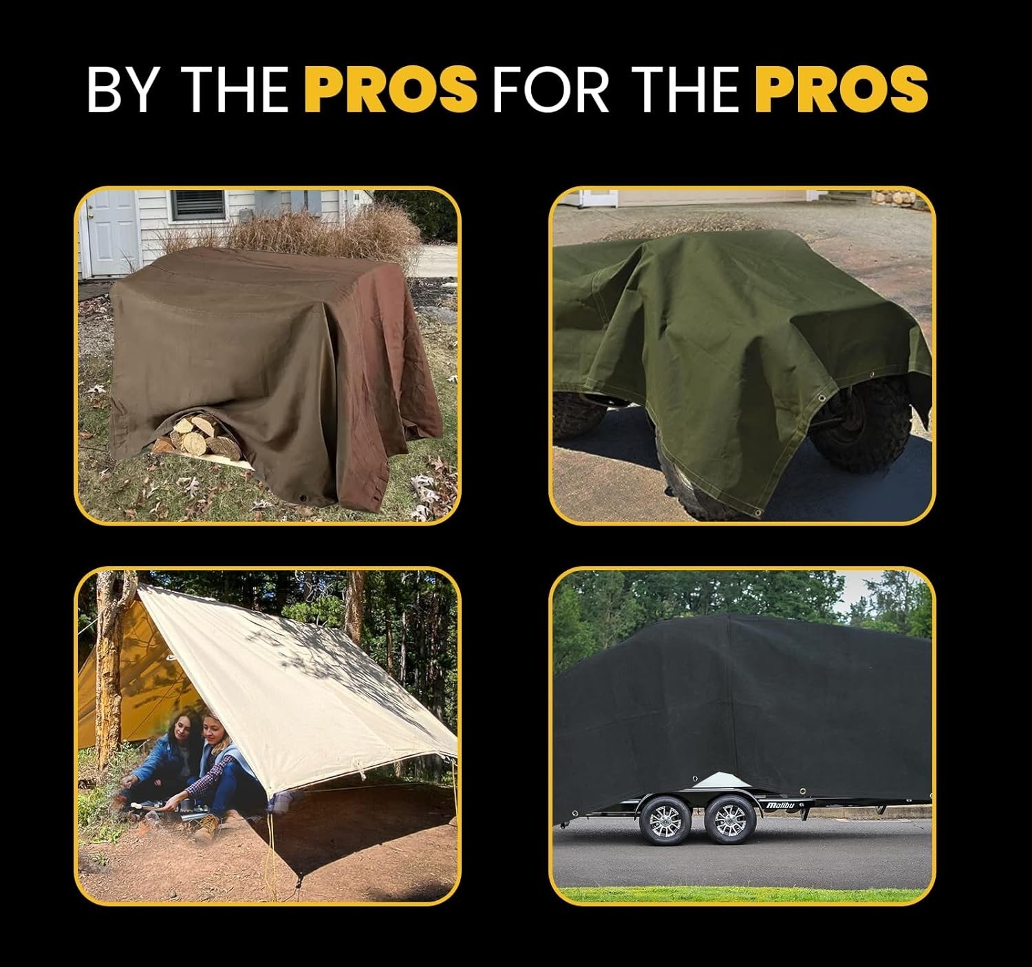 PROTARP Heavy Duty Canvas Tarp Water & UV Resistant, 100% Virgin Tarpaulin Cover