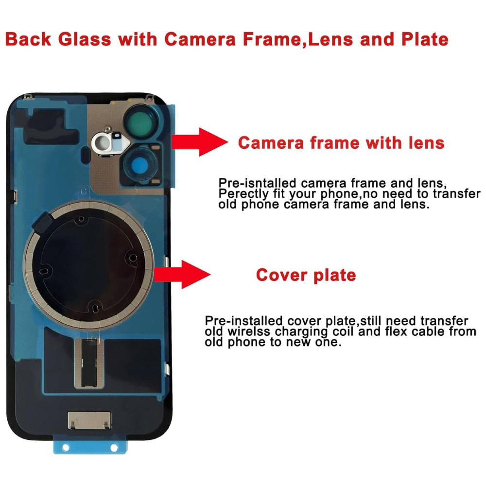 Back Glass Replacement Lot With Metal Magnet For iPhone 16/16 Plus/16 Pro Max