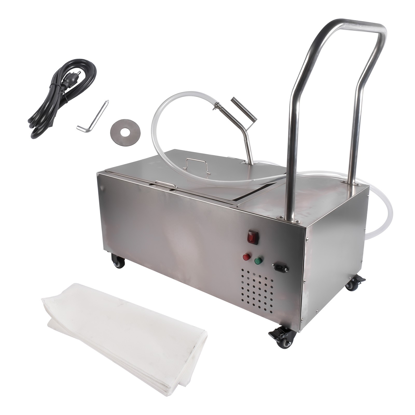 Commercial 55L Fryer Oil Filter - Mobile 304 Stainless Steel w/ Wheels & Pump