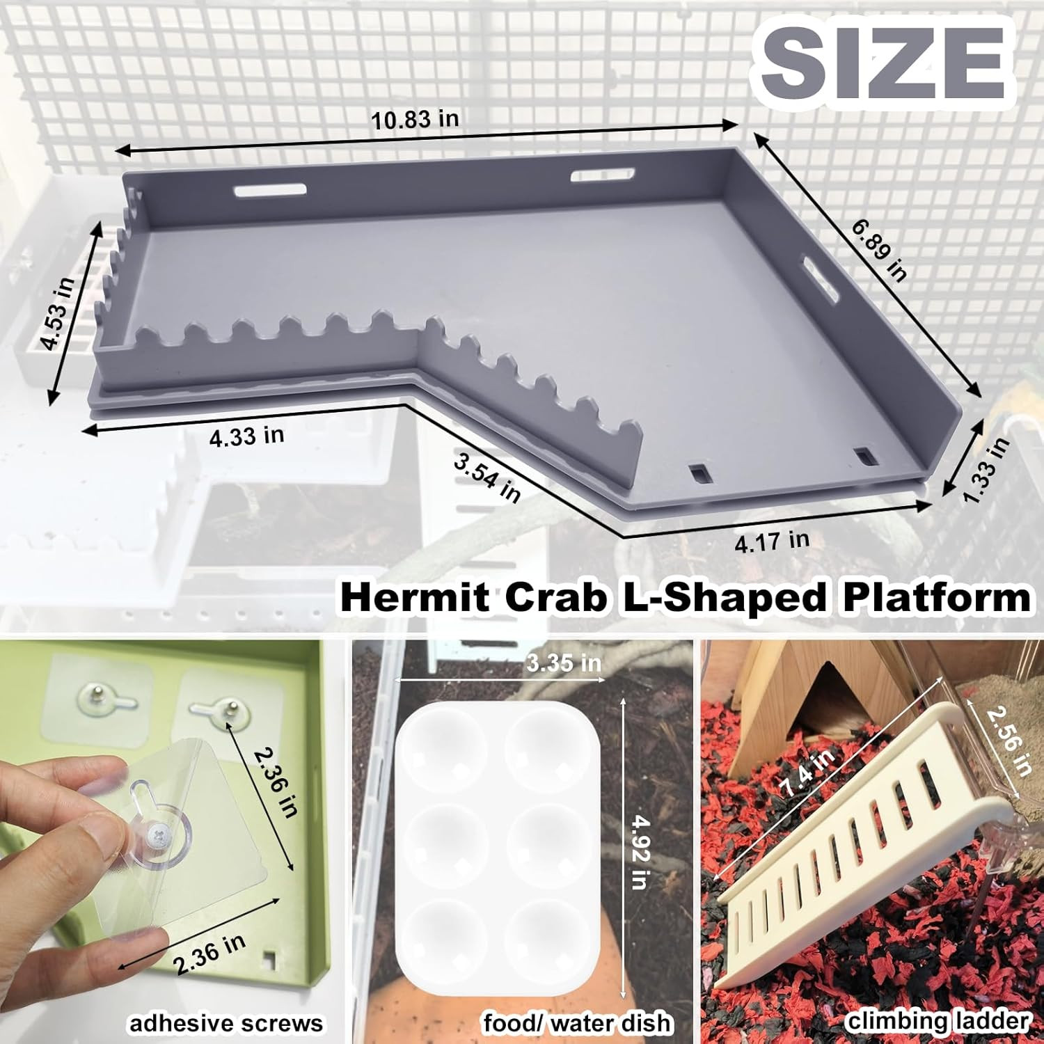 Hermit Crab Accessories - Platform with Ladder and Food Dish, Hermit Crab Climbi