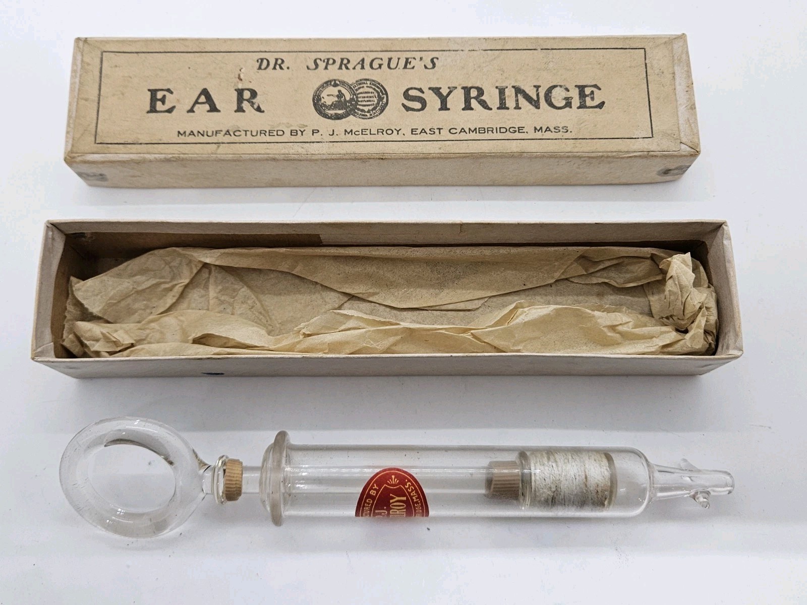 1800's Victorian DR. SPRAGUE'S SYRINGE Hand Blown Glass - P.J. McElroy Cambridge